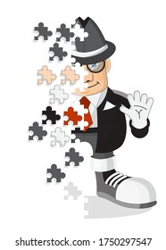 The man from the puzzle. Isolated on white background. Vector illustration.