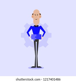 man with puzzle pieces vector for web