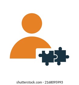 Hombre, rompecabezas, ícono de trabajo en equipo. Ilustración vectorial simple editable.
