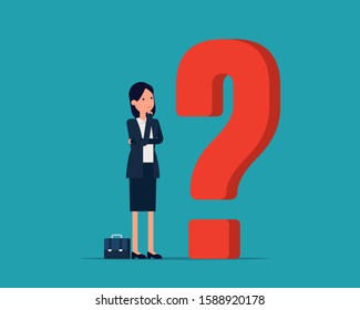 Man Puzzled And Contemplating, Thinking And Questions Concept, Vector Illustraiton In Cartoon Desing