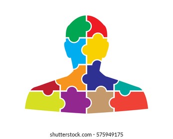 man, puzzles, icon, vector illustration eps10