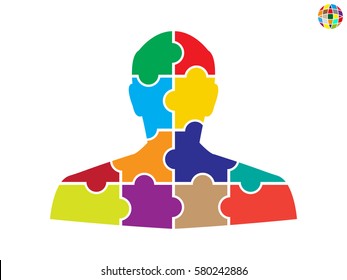 man, puzzles, icon, vector illustration eps10