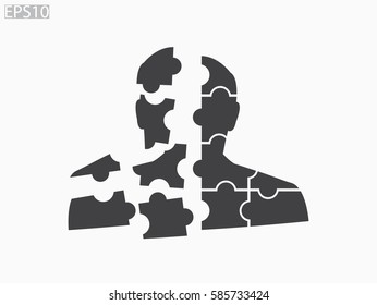 man, puzzles, icon, vector illustration eps10