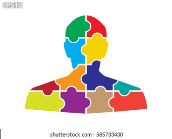 man, puzzles, icon, vector illustration eps10