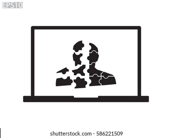 man, puzzles, icon, vector illustration eps10