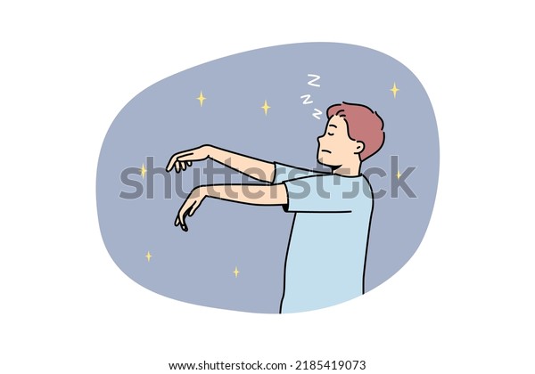 Man Pyjama Sleepwalking Night Young Male Stock Vector Royalty Free