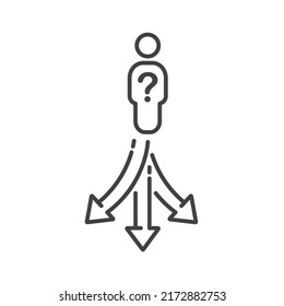 Man With Question Decision Icon, People Choice Lost, Business Direction.