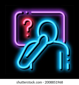 Man Question Mark Frame neon light sign vector. Glowing bright icon Man Question Mark Frame sign. transparent symbol illustration