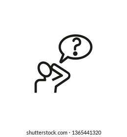 Man with a question mark line icon. Asking, confusion, puzzled. Alzheimer concept. Vector illustration can be used for topics like psychology, planning, ideas