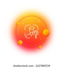 Man with question mark line icon. Solve problems, creativity, thinking, creative approach, conundrum, teaser, question mark, teamwork, riddle. Business concept. Glassmorphism style. Vector line icon