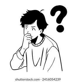 a man with a question mark on his face