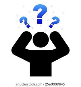 man with a question mark over his head icon. Vector illustration