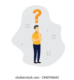 Man with a question mark . The person has a question 