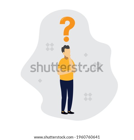 Man with a question mark . The person has a question 