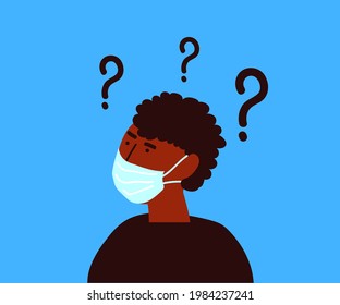 Un hombre y un signo de interrogación. Buscar. Caricatura. Ilustración vectorial.