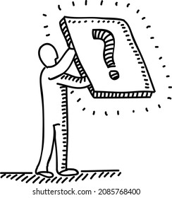 Man with question mark  - sketchy hand-drawn vector illustration.
