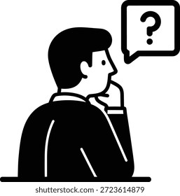 Un hombre con un signo de interrogación pensando cara