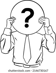 hombre, pregunta, signo, dibujo a mano. Arte de ilustración de vector negro