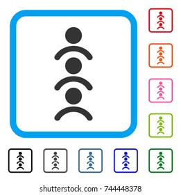 Man Queue icon. Flat gray iconic symbol inside a blue rounded square. Black, gray, green, blue, red, orange color versions of Man Queue vector. Designed for web and application user interface.