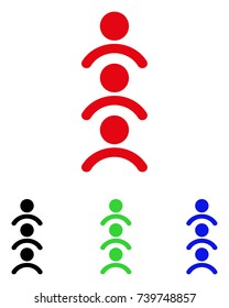 Man Queue icon. Vector illustration style is a flat iconic man queue symbol with black, red, green, blue color variants. Designed for web and software interfaces.
