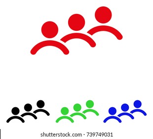 Man Queue icon. Vector illustration style is a flat iconic man queue symbol with black, red, green, blue color versions. Designed for web and software interfaces.