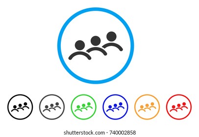 Man Queue rounded icon. Style is a flat grey symbol inside light blue circle with additional colored versions. Man Queue vector designed for web and software interfaces.