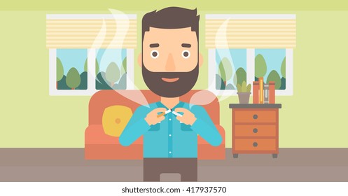El hombre deja de fumar.