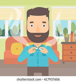El hombre deja de fumar.