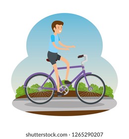 man in racing bicycle on the road