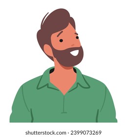 Man Radiates Joy With A Beaming Smile, Sparkling Eyes And Exuberant Laughter, Spreading Contagious Happiness, Character Creating A Positive And Uplifting Atmosphere. Cartoon People Vector Illustration