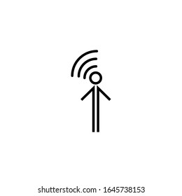 Man and radio waves coming from the head sign