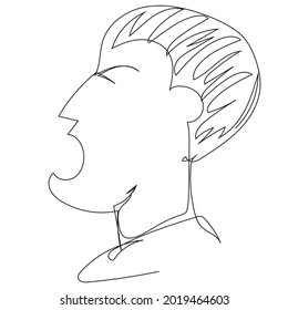 Man in a rage one line on a white background. Stock illustration with a man with an angry expression.