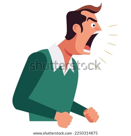 a man in a rage yells at other people. flat vector illustration. ストックフォト © 