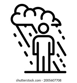 Man in the rain icon. Outline man in the rain vector icon for web design isolated on white background