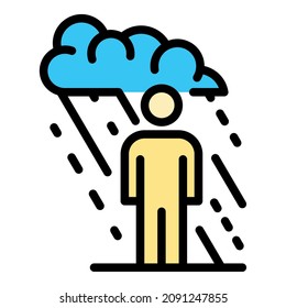 Man in the rain icon. Outline man in the rain vector icon color flat isolated svg