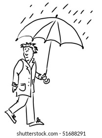 Man in rain with umbrella