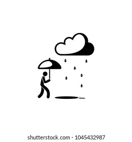 man in the rain with umbrella icon. Element of weather elements illustration. Premium quality graphic design icon. Signs and symbols collection icon for websites, web design on white background