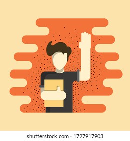 Man raise hand flat illustration. Use for element design. Eps 10 format.  