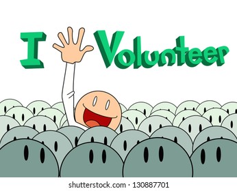 man raise helpfull  hand for volunteer