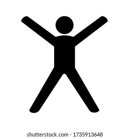man with raised arm icon, signifying happiness