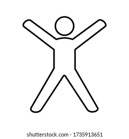 man with raised arm icon, signifying happiness