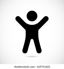 man with raised arms icon