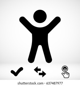man with raised arms icon