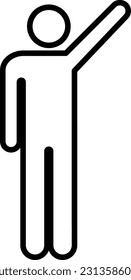 Man raised arms icon vector male person with open hands symbol in a glyph pictogram illustration