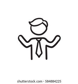 Man with raised arms vector sketch icon isolated on background. Hand drawn Man with raised arms icon. Man with raised arms sketch icon for infographic, website or app.
