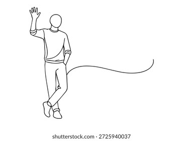 Hombre con una mano levantada Dibujar línea Icono Vector
Icono de la línea del dibujo de la mano del Vector en un fondo transparente