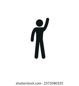  a man raised his hand up, a silhouette of a human figure, a sketch isolated on a white background