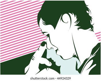 man with a raised middle finger