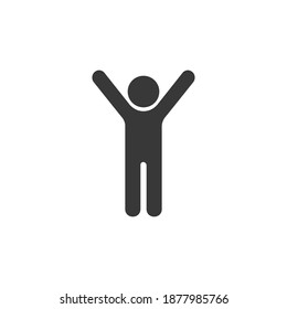 Man raised two hands icon, vector simple isolated illustration
