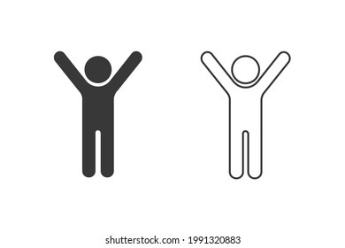 Man raised two hands icon set, vector simple isolated illustration